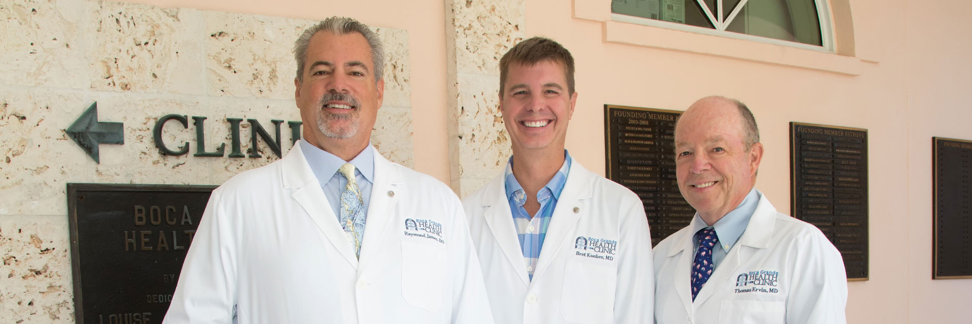 Dr. James, Dr. Kueber, and Dr. Ervin at the Boca Grande Health Clinic